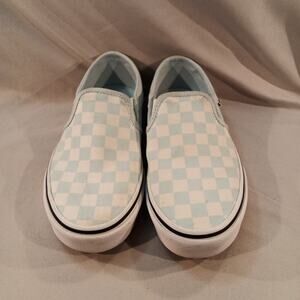 Vans Women’s Checkerboard Slip-On Shoes – Light Blue/White – Size 6